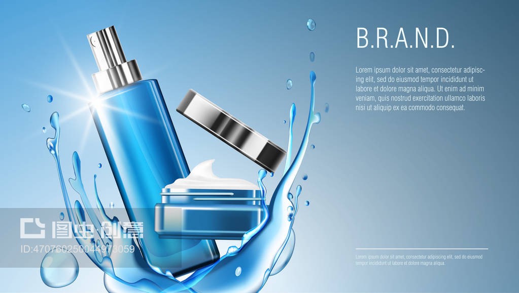 3D现实化妆品产品喷雾瓶和奶油罐包装模板 现代美妆包装设计的创新解决方案